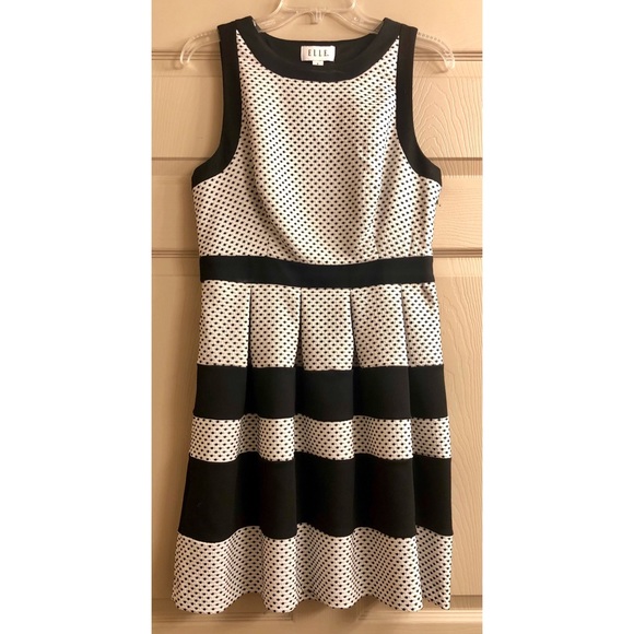 Elle 🖤 Black and White Office Dress NWOT - Picture 1 of 6